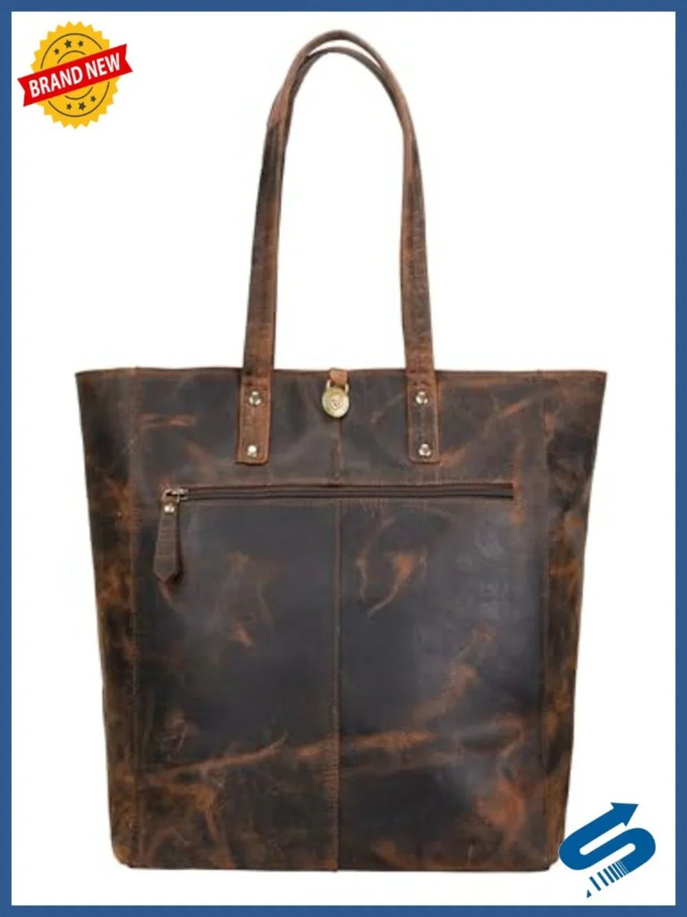 Antonio Valeria Ava Top Handle Leather Shoulder Bag Satchel Tote Distressed